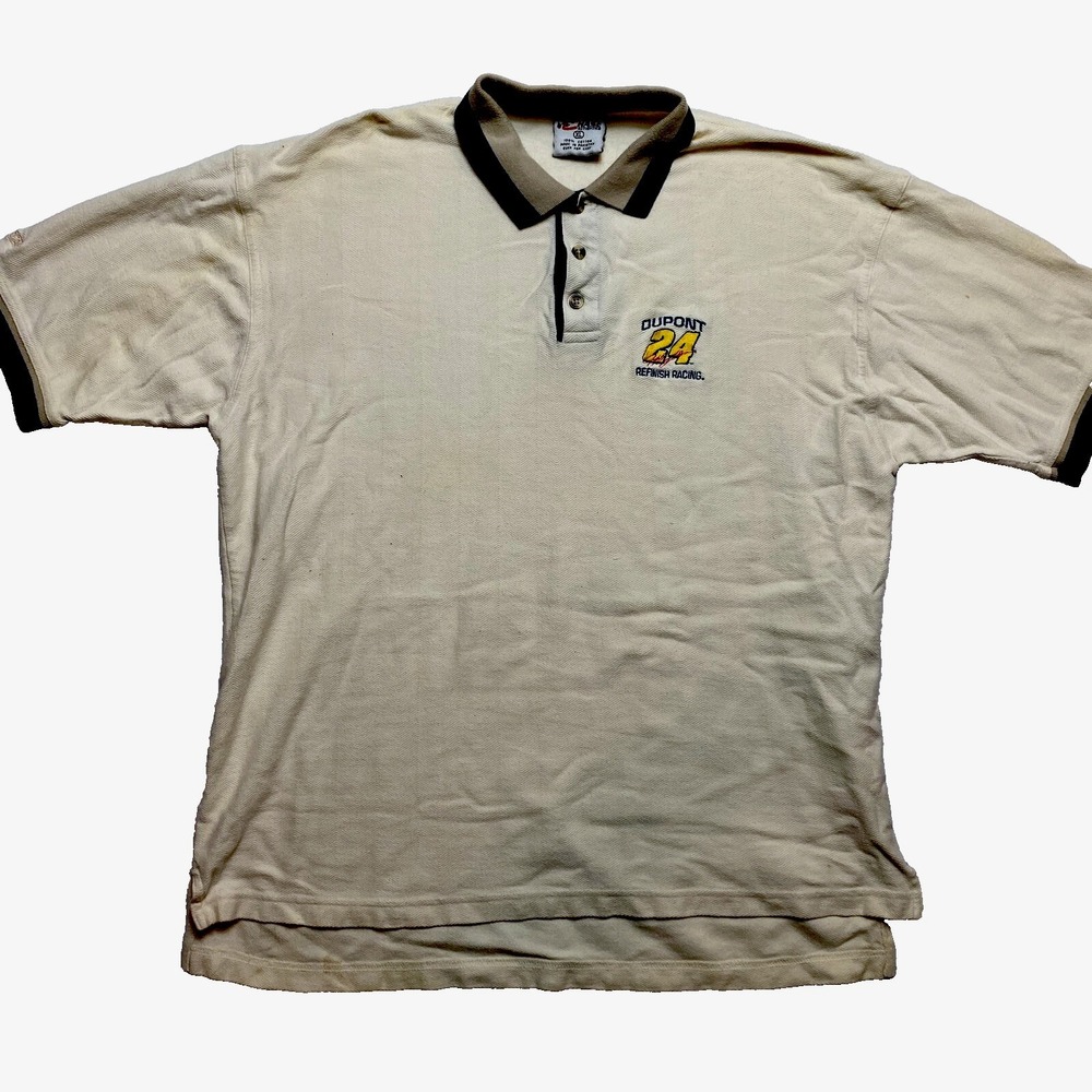 Jeff Gordon #24 Polo Shirt Mens XL Beige Short Sleeve Chase